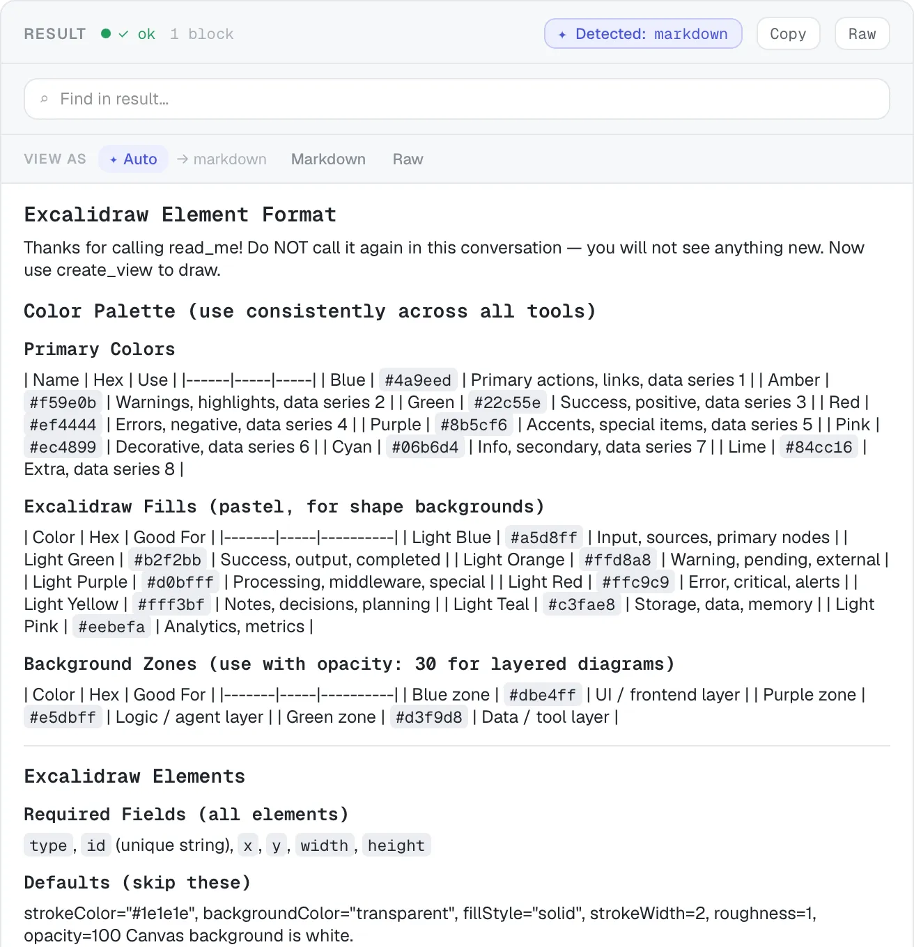 A long Markdown document rendered to formatted text with tables and code.